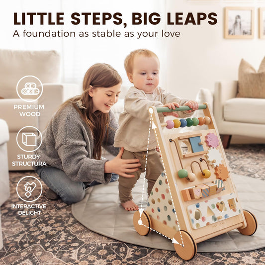 Tiny Land Morandi Walker gears invite hands-on learning and problem-solving play.