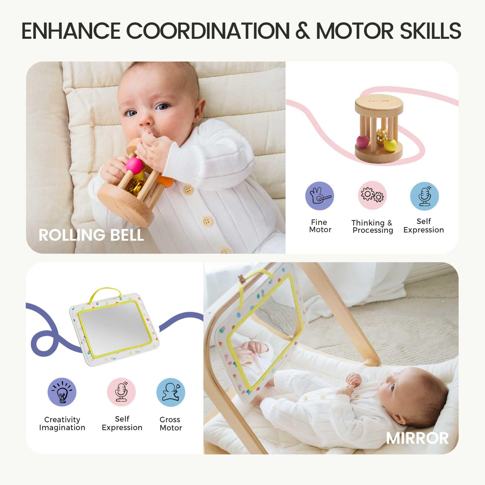 Tiny Land play mat supports tummy time and tactile exploration.