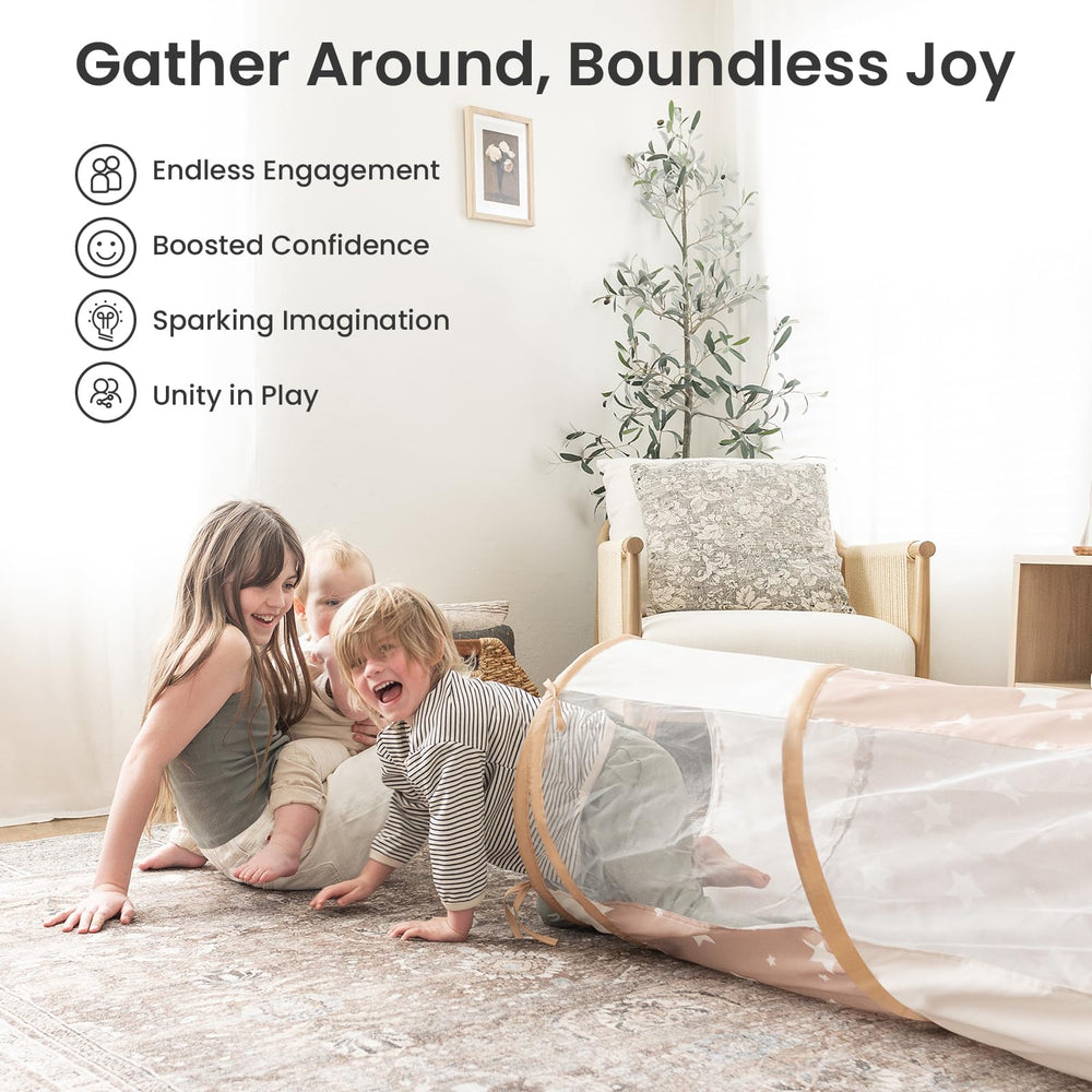 Tiny Land soft beige star-patterns tunnel adds stylish, kid-friendly decor