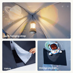 Tiny Land Space Galaxy Bed Tent string lights loop adds warm ambience.