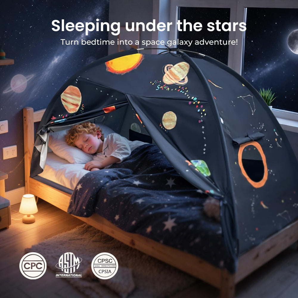 Tiny Land Space Galaxy Bed Tent breathable windows ensure airflow and comfort.
