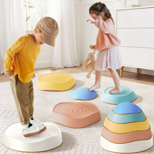 Tiny Land stepping stones—colorful surfaces spark imaginative play and gross-motor exploration.