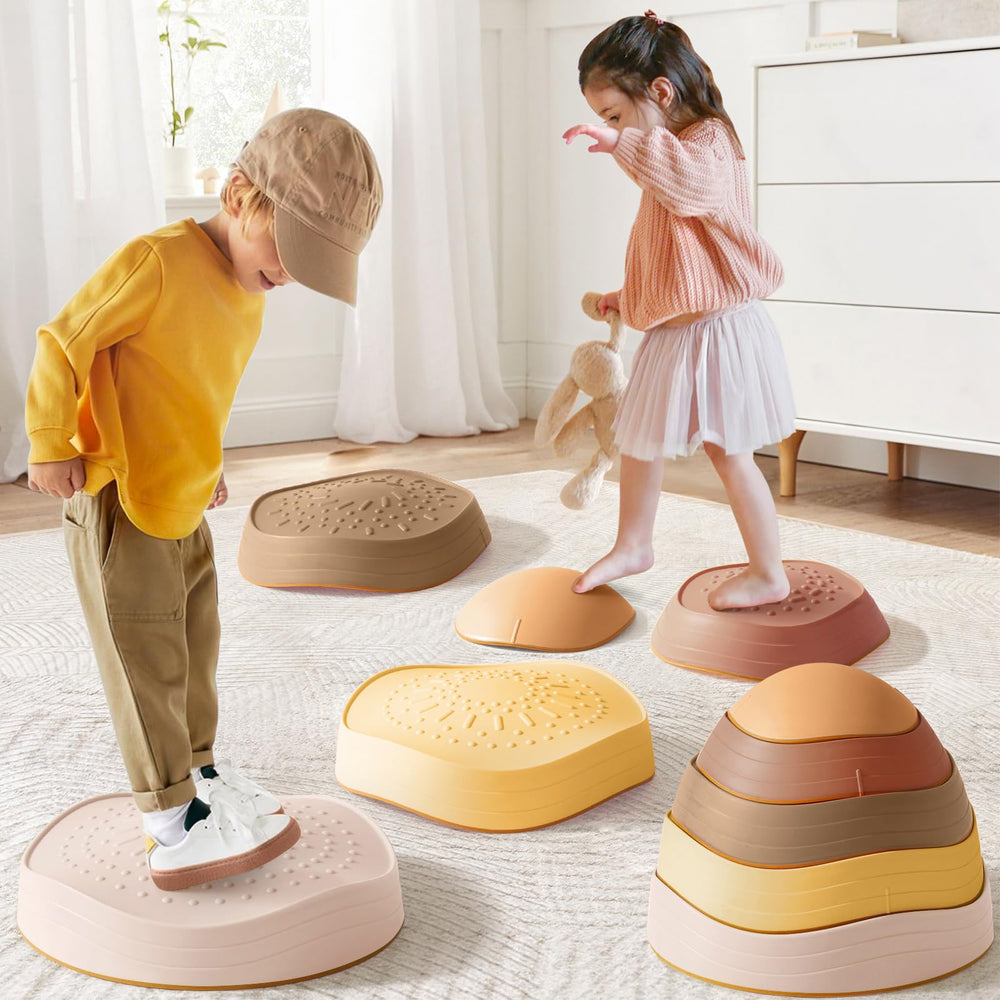 Tiny Land stepping stones in bright colors for imaginative play and balance practice.