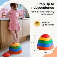 Family-friendly Tiny Land stepping stones promote growth through play.