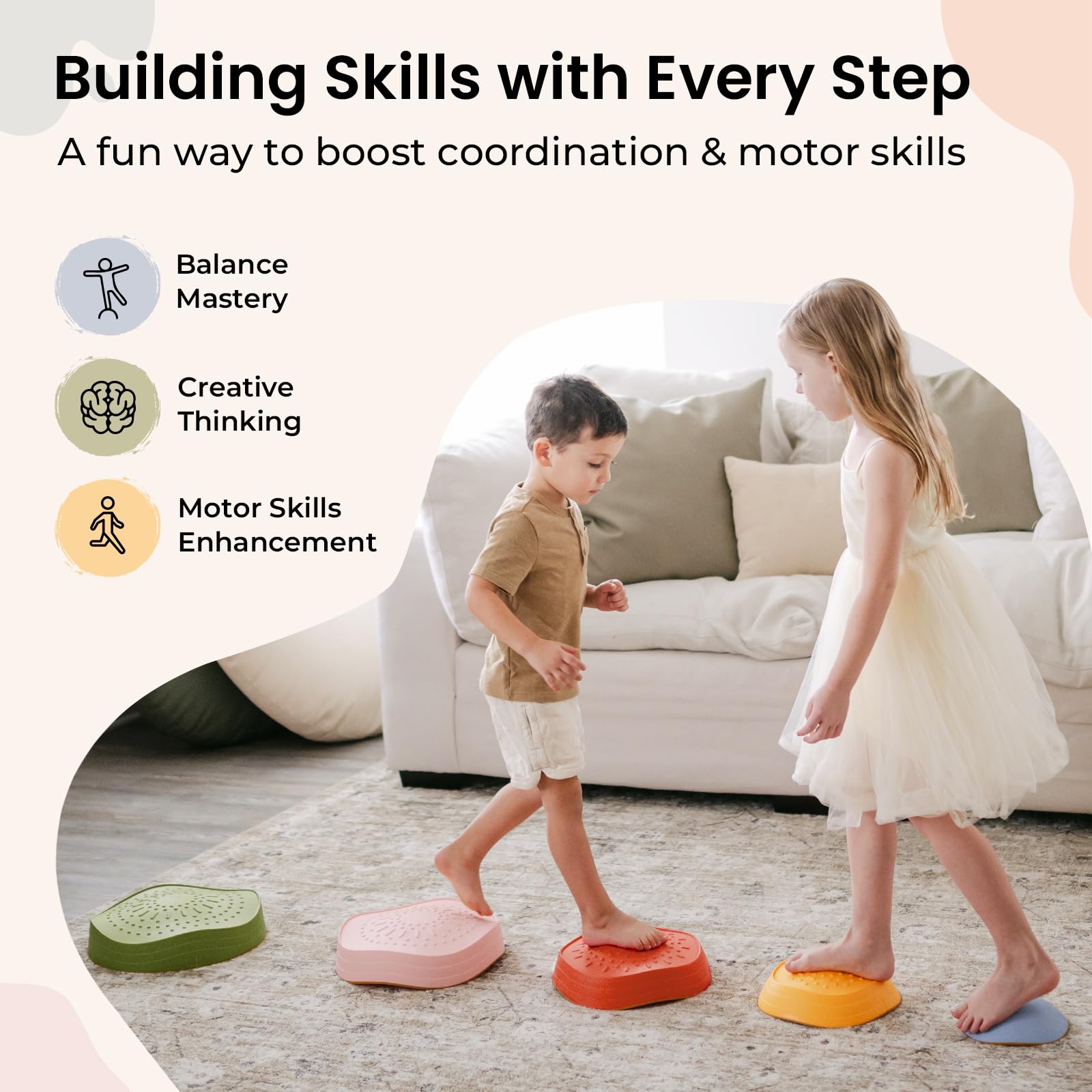 Tiny Land stepping stones handle up to 220 pounds for family play