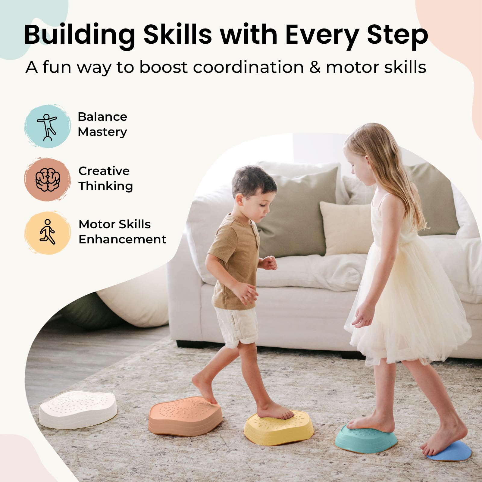 Tiny Land stepping stones—great for indoor and outdoor use in versatile play areas.