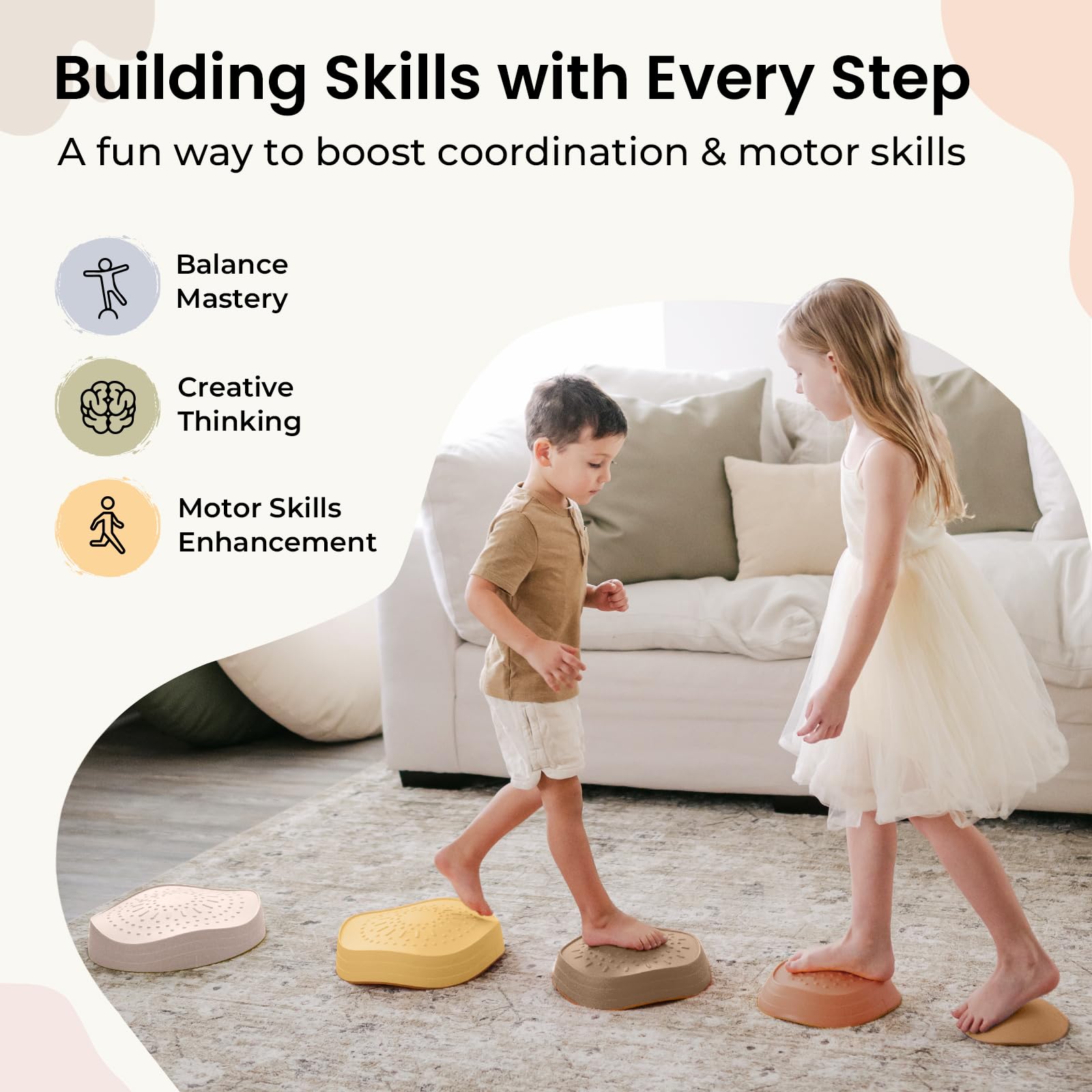 Tiny Land stepping stones are lightweight yet sturdy for versatile indoor use.