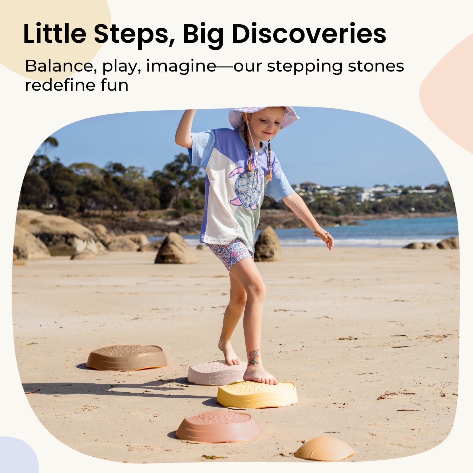 Tiny Land stepping stones with non-slip base for safer jumping and movement.