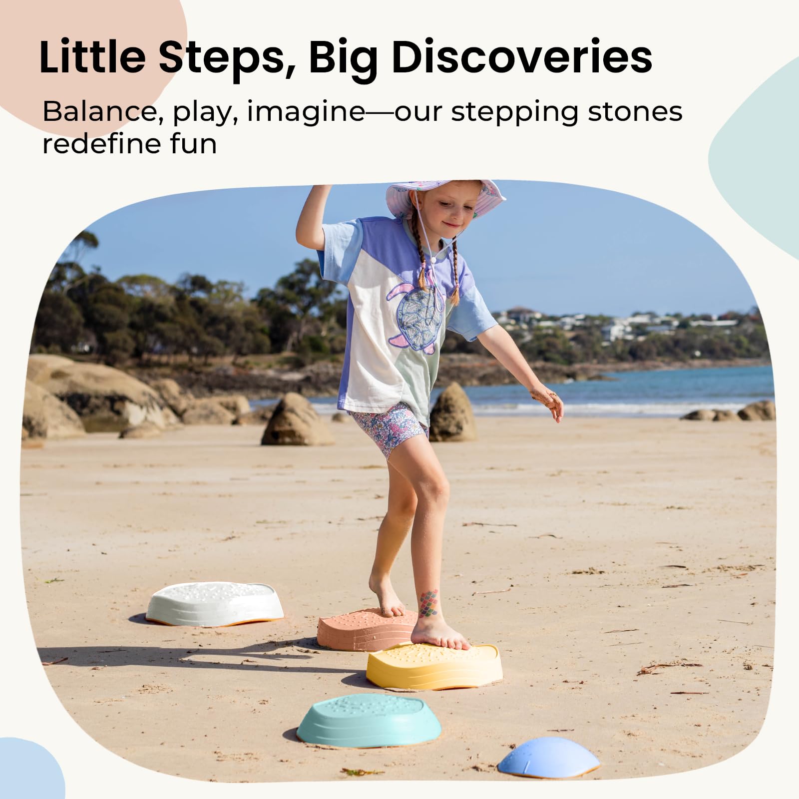 Tiny Land stepping stones—non-slip base boosts safety during obstacle courses.