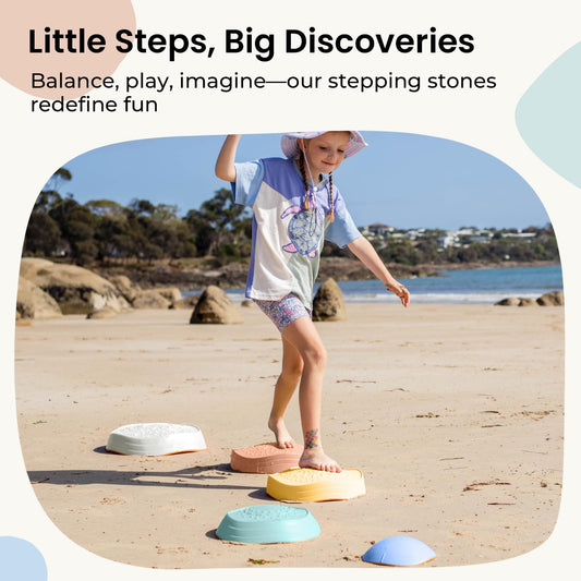 Tiny Land stepping stones—non-slip base boosts safety during obstacle courses.