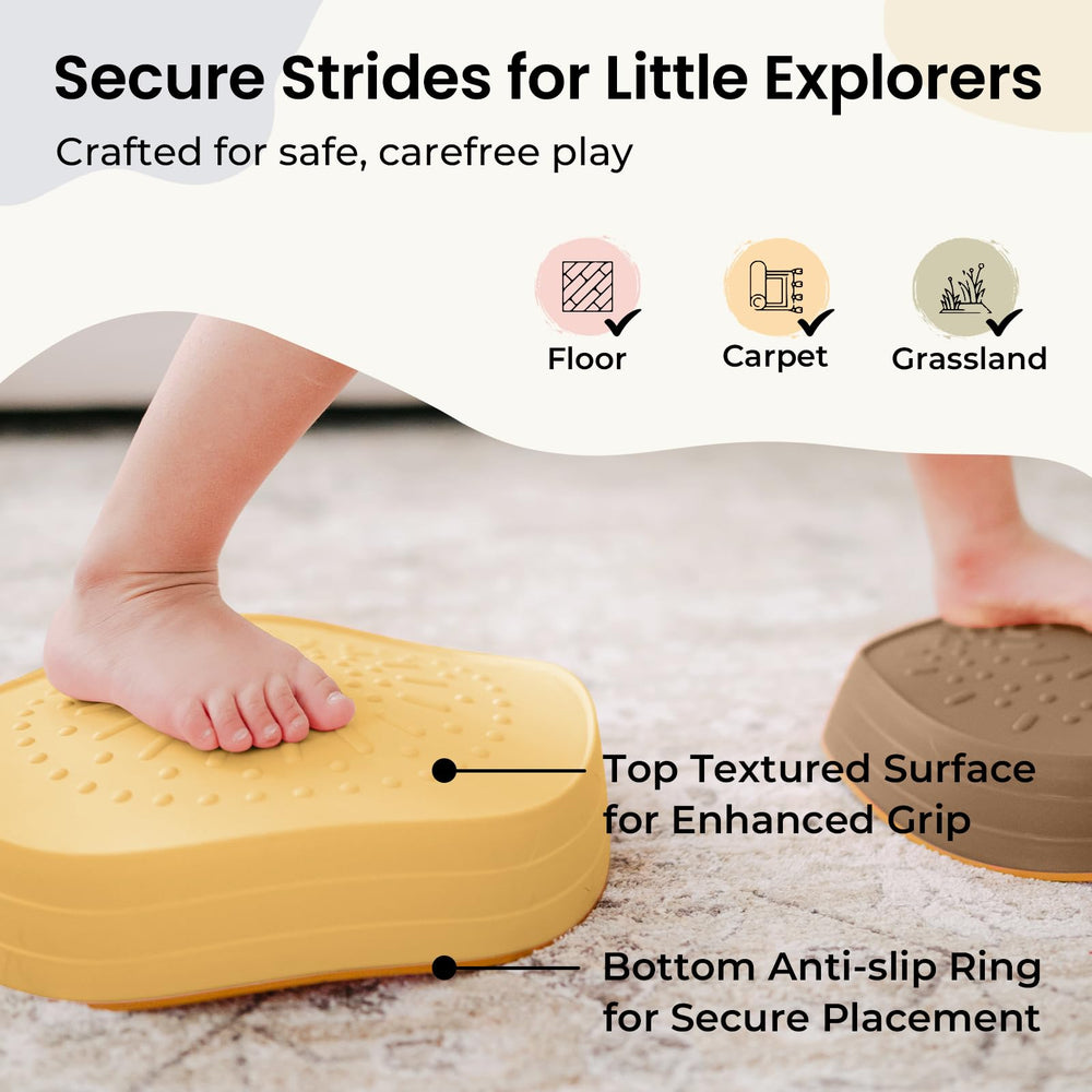 Tiny Land stepping stones textured surface improves grip during active play.