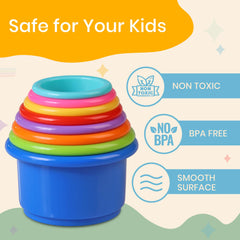Tiny Tinker Montessori-inspired cups encourage nesting and stacking exploration.