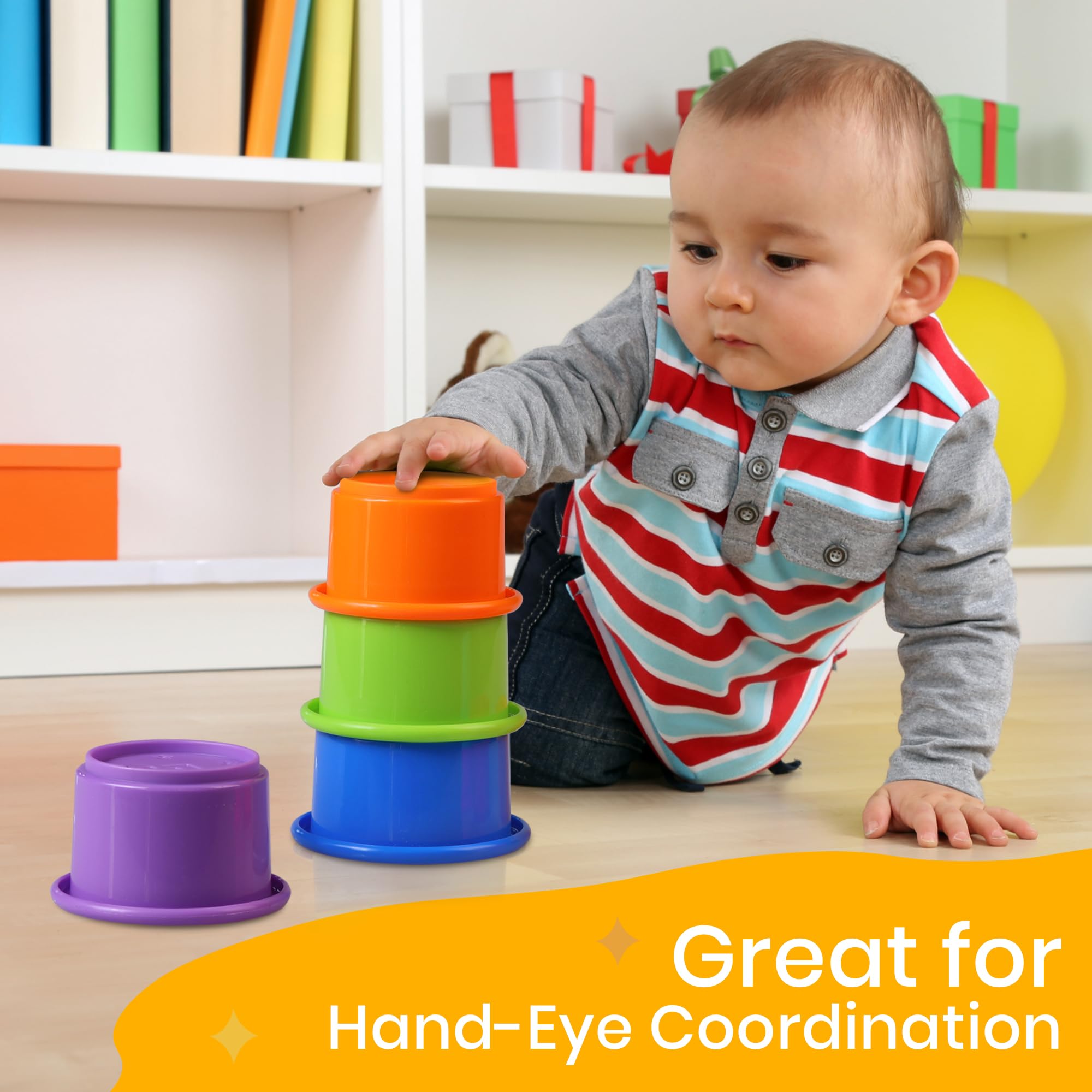 Tiny Tinker toddler-learning cups foster open-ended exploration and creativity.