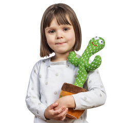 Large embroidered buttons on Tiny Tots Toys Dancing Cactus for easy use