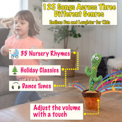 125 song library on Tiny Tots Toys Dancing Cactus for playtime