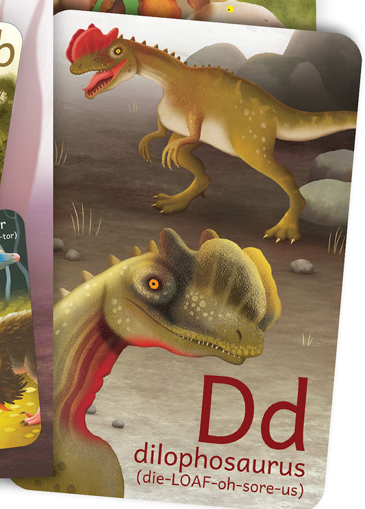 Tiny Worlds dinosaur alphabet card B with Brachiosaurus supports visual learning
