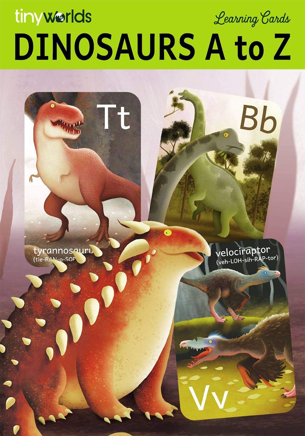 Tiny Worlds dinosaur alphabet card H featuring Hadrosaur helps visual memory