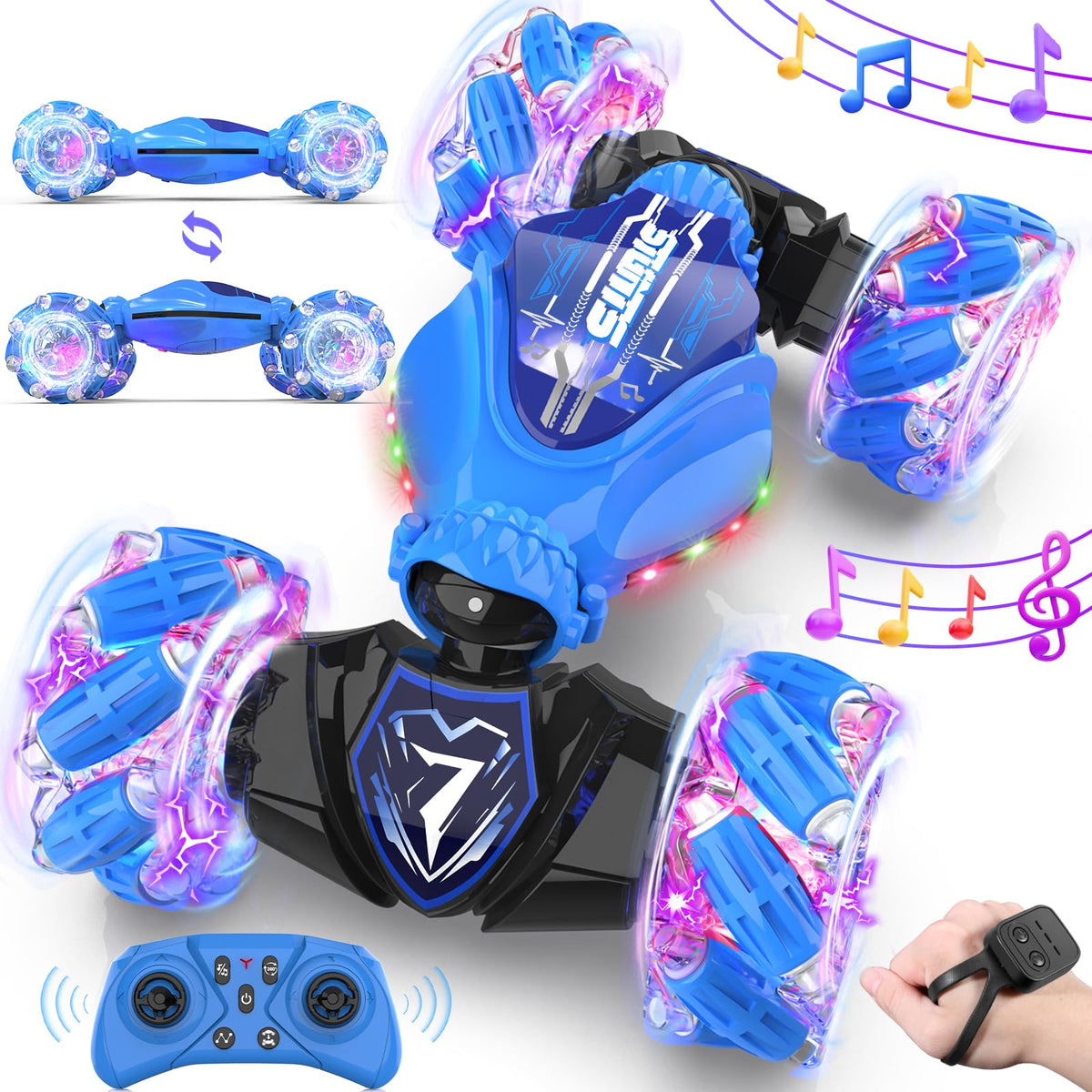TinyFunz gesture-rc-car front-lit for immersive nighttime play