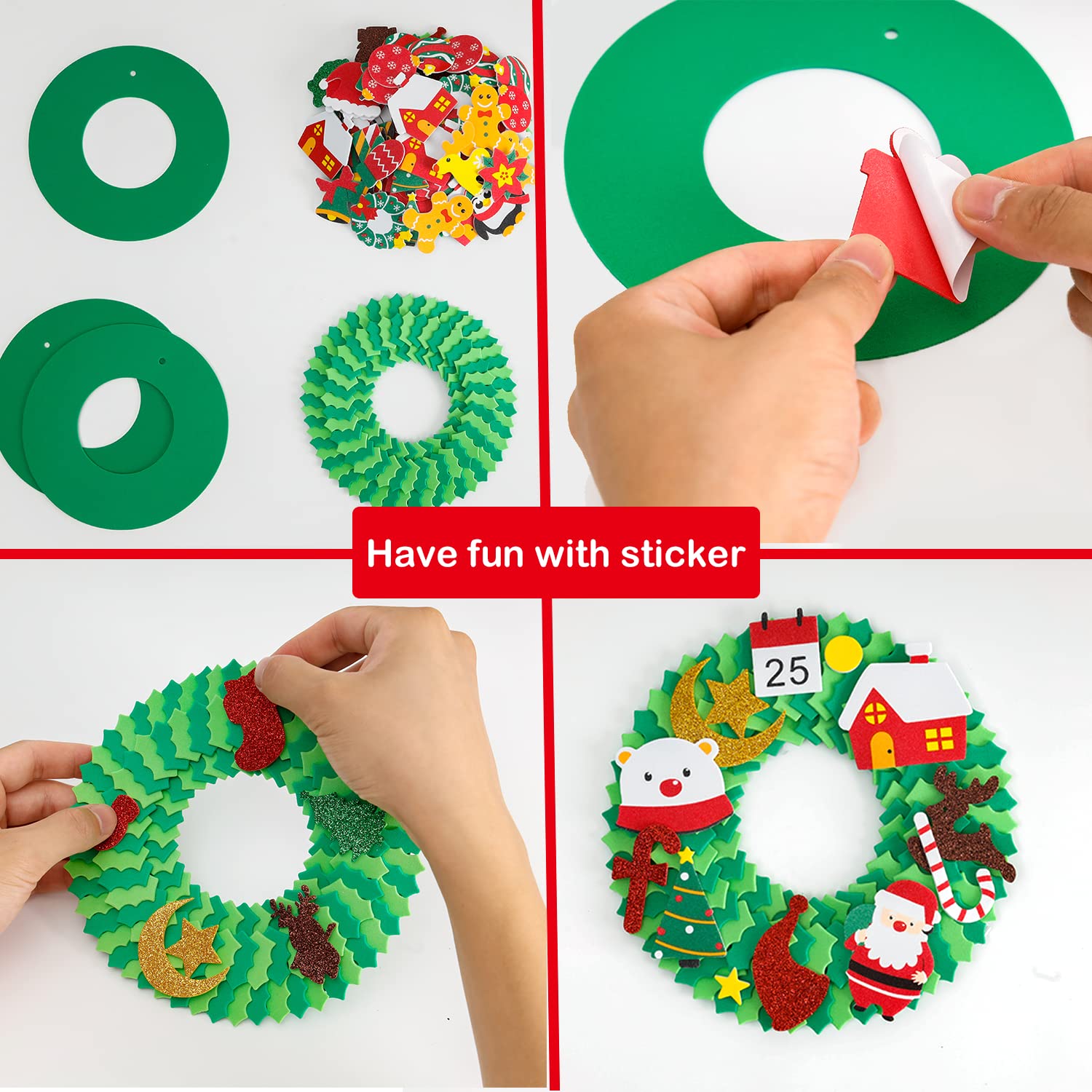 TINYFUTURE adhesive wall hooks help finish and hang finished wreaths.