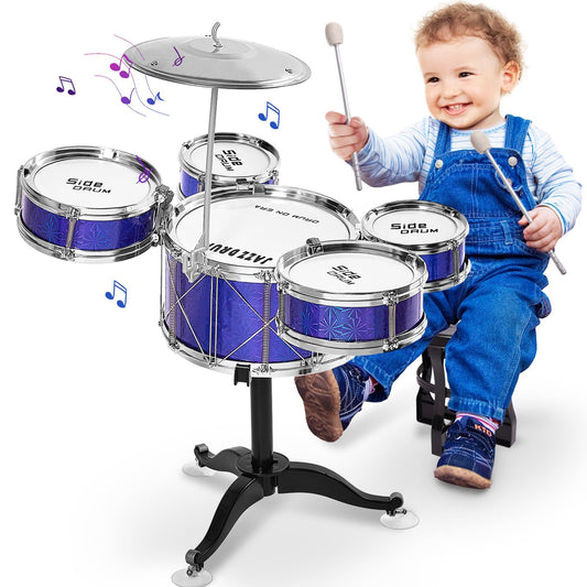 Tinylife Kids Drum Set with 5 drums for creative play and early rhythm skills.