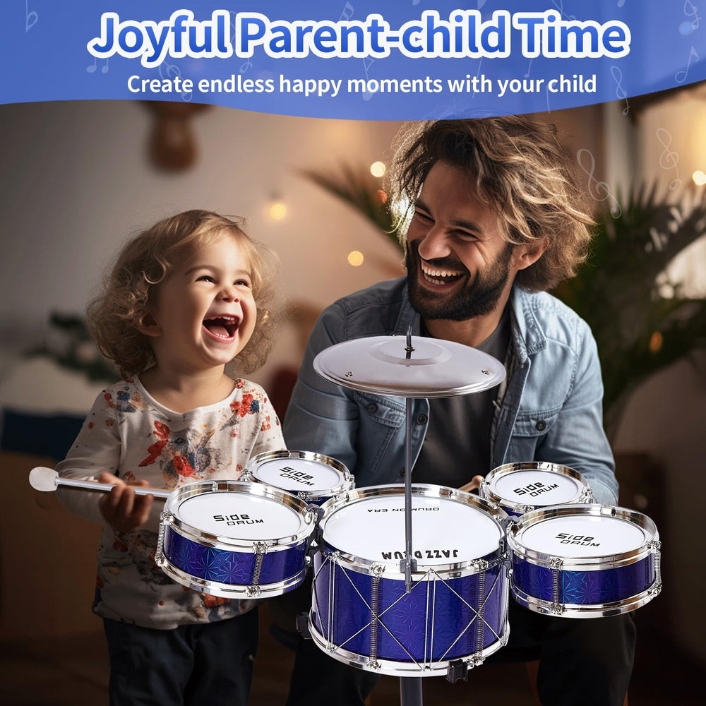 Tinylife Kids Drum Set stool demonstrates secure seating for focused practice.