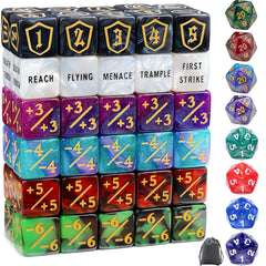 Tinzum 68-piece MTG dice set in vibrant colors for easy tracking.