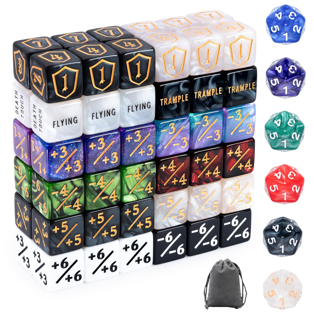 Tinzum 78-piece MTG dice set with life counter for precise life tracking