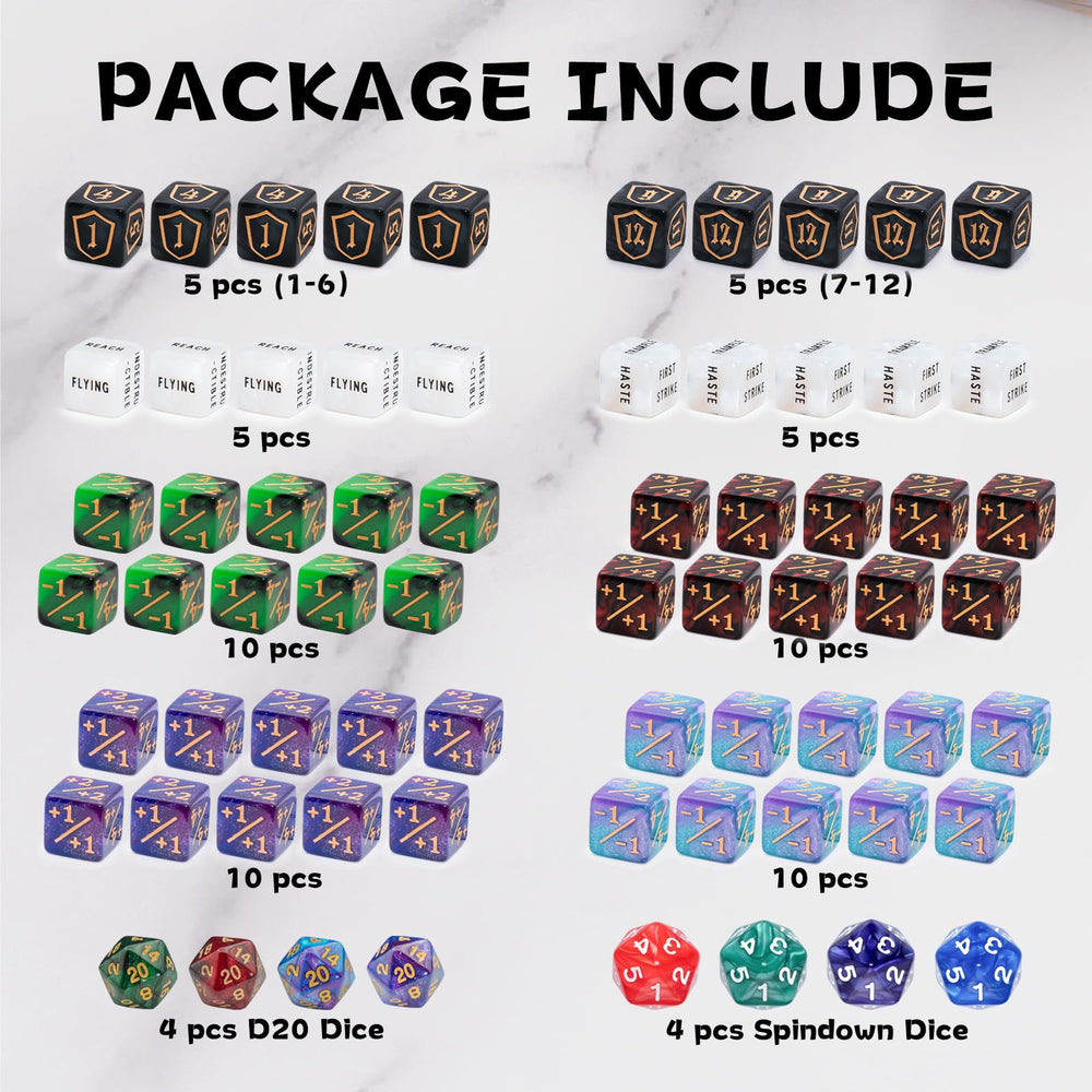 Tinzum plus-1 life-counter dice with clear, readable numerals.