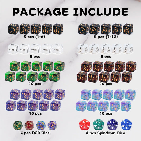 Tinzum plus-1 life-counter dice with clear, readable numerals.