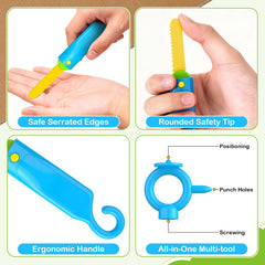Tiocky screws and connectors enable sturdy cardboard connections.