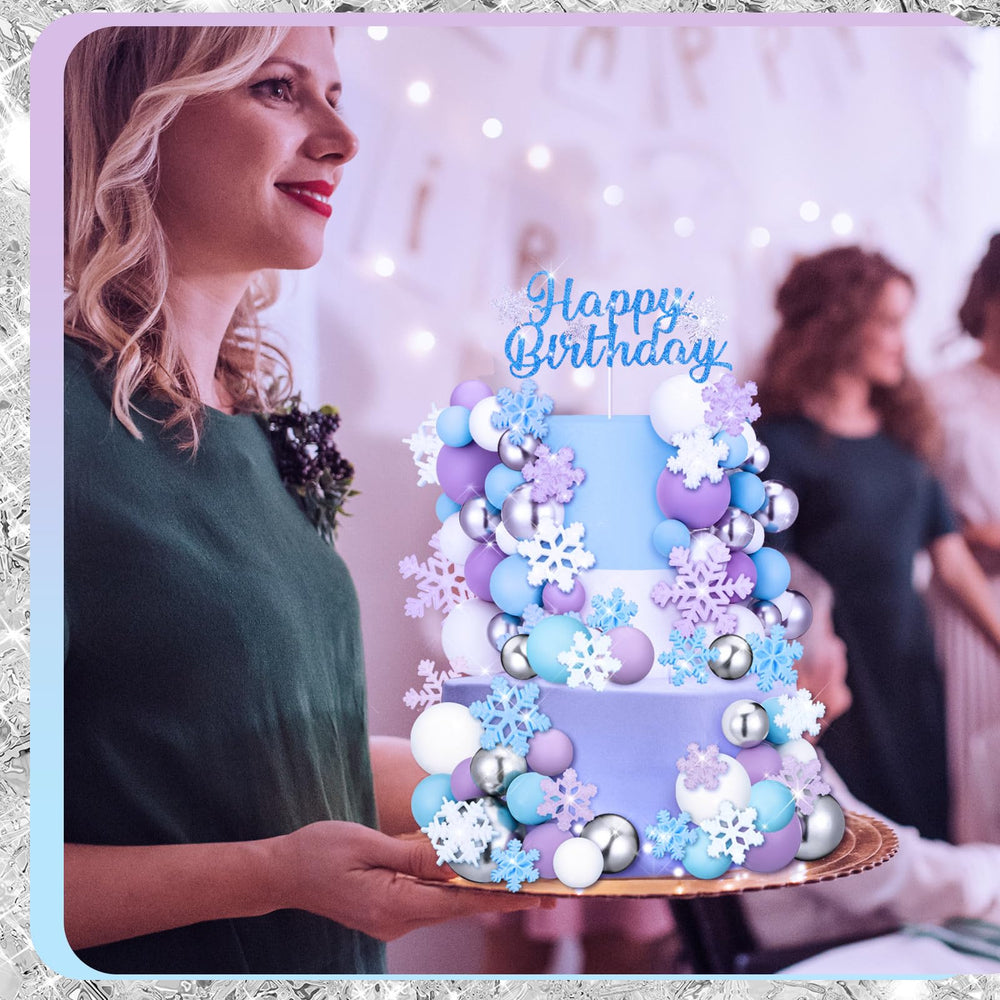 Tioncy blue Happy Birthday topper highlights the birthday message with a cool blue tone.