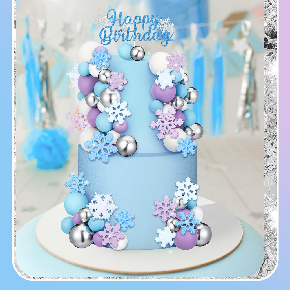 Tioncy winter wonderland color palette brings white, blue, purple, and silver accents to desserts.