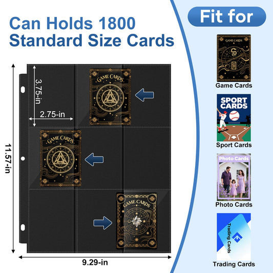 TiopLior 100-pack binder sleeves store up to 1,800 cards in a neat binder.