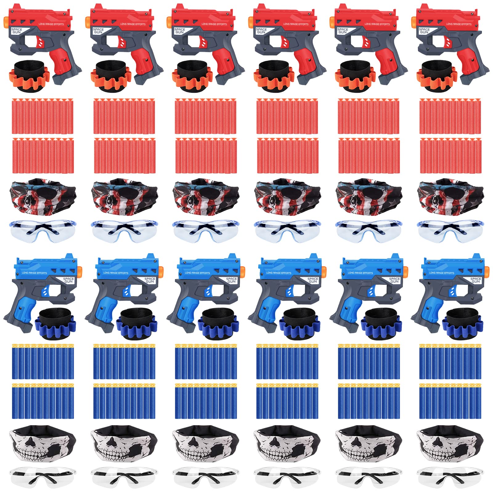 TiopLior 12-pack blaster guns in red and blue for active party play