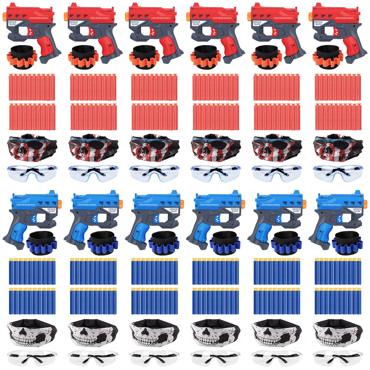 TiopLior 12-pack blaster guns in red and blue for active party play