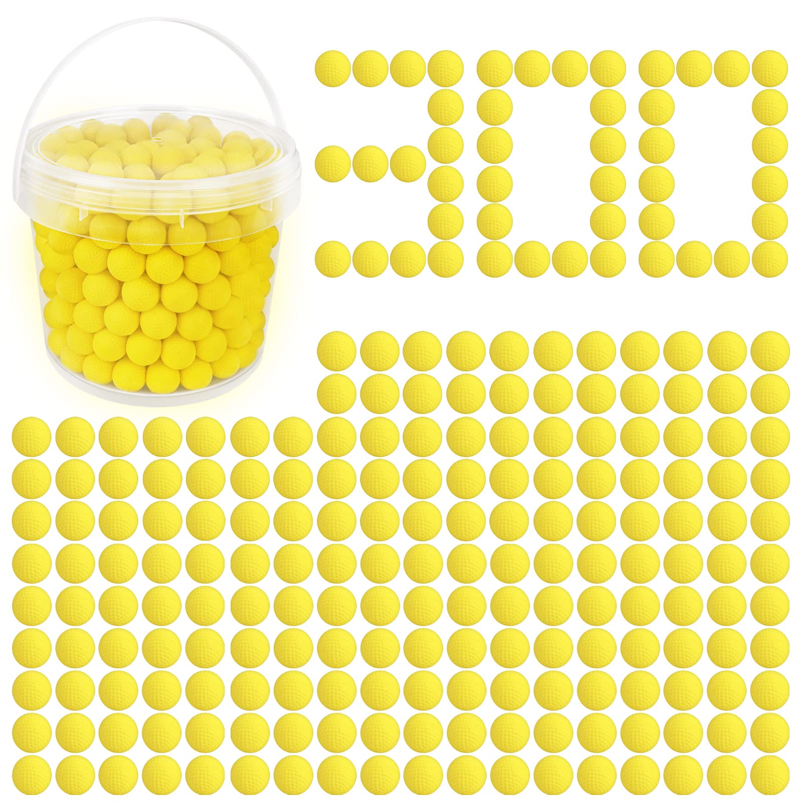 TiopLior 300-round yellow foam balls for Nerf Rival play, high visibility.