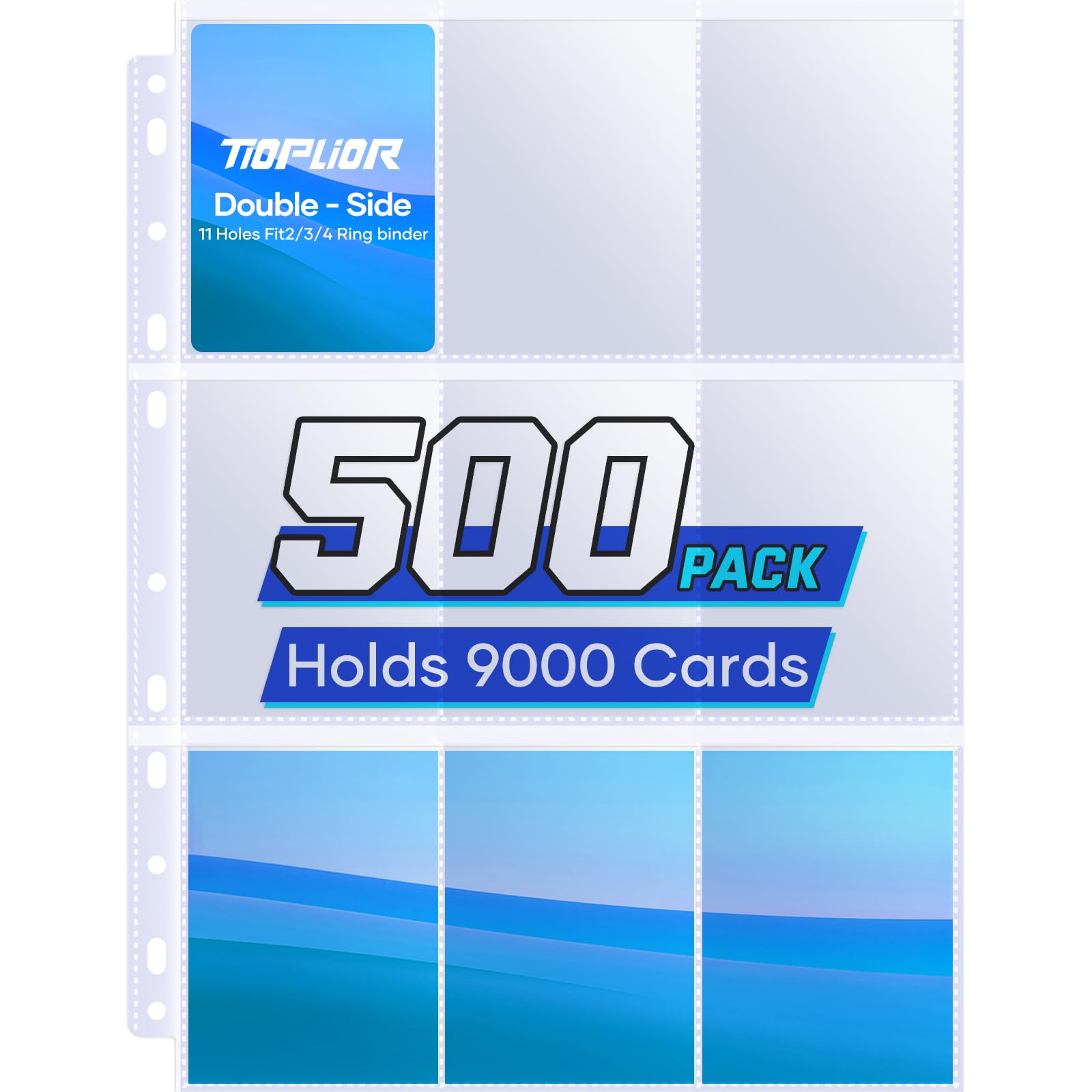 TiopLior 9-pocket page front view for organized card display and quick access