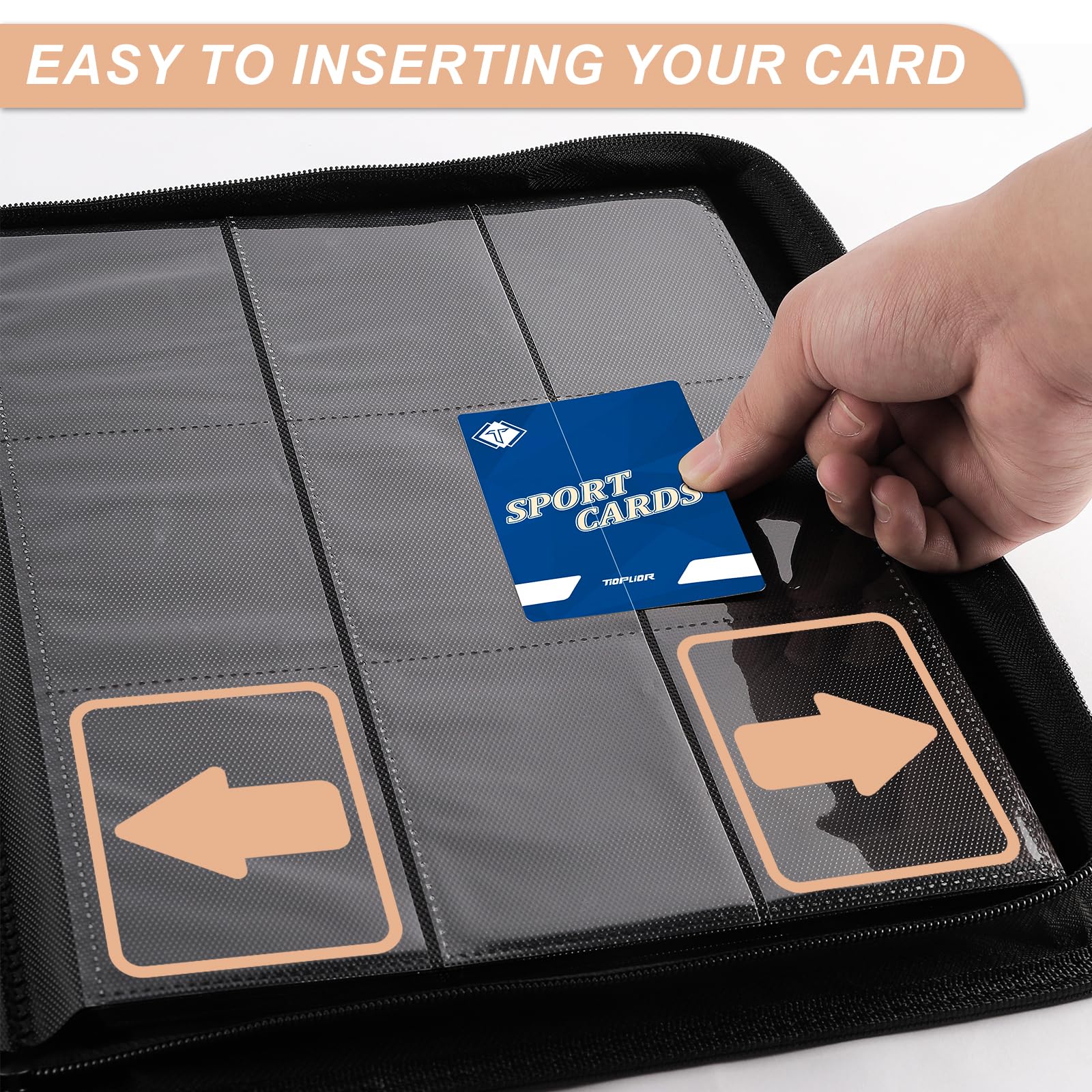 TiopLior Zip MTG side-loading pocket closeup demonstrates quick card insertion