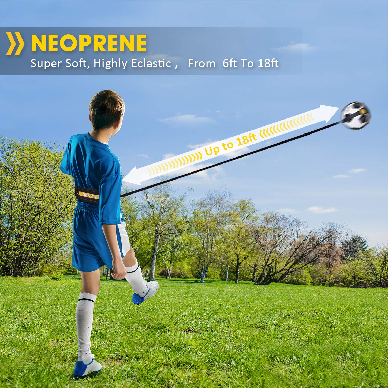 TIPKITS trainer supports ball sizes 3–5 for flexible practice sessions.