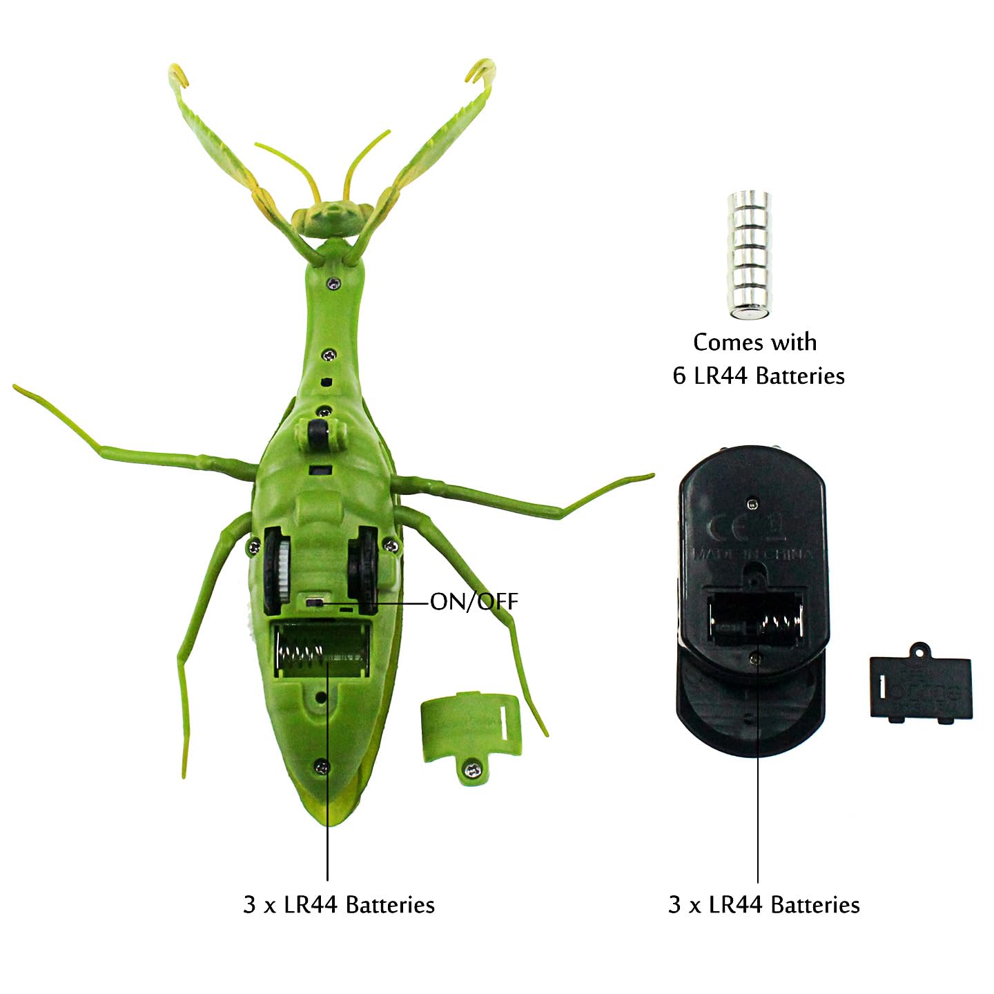Tipmant RC Praying Mantis remote controller image for intuitive control.