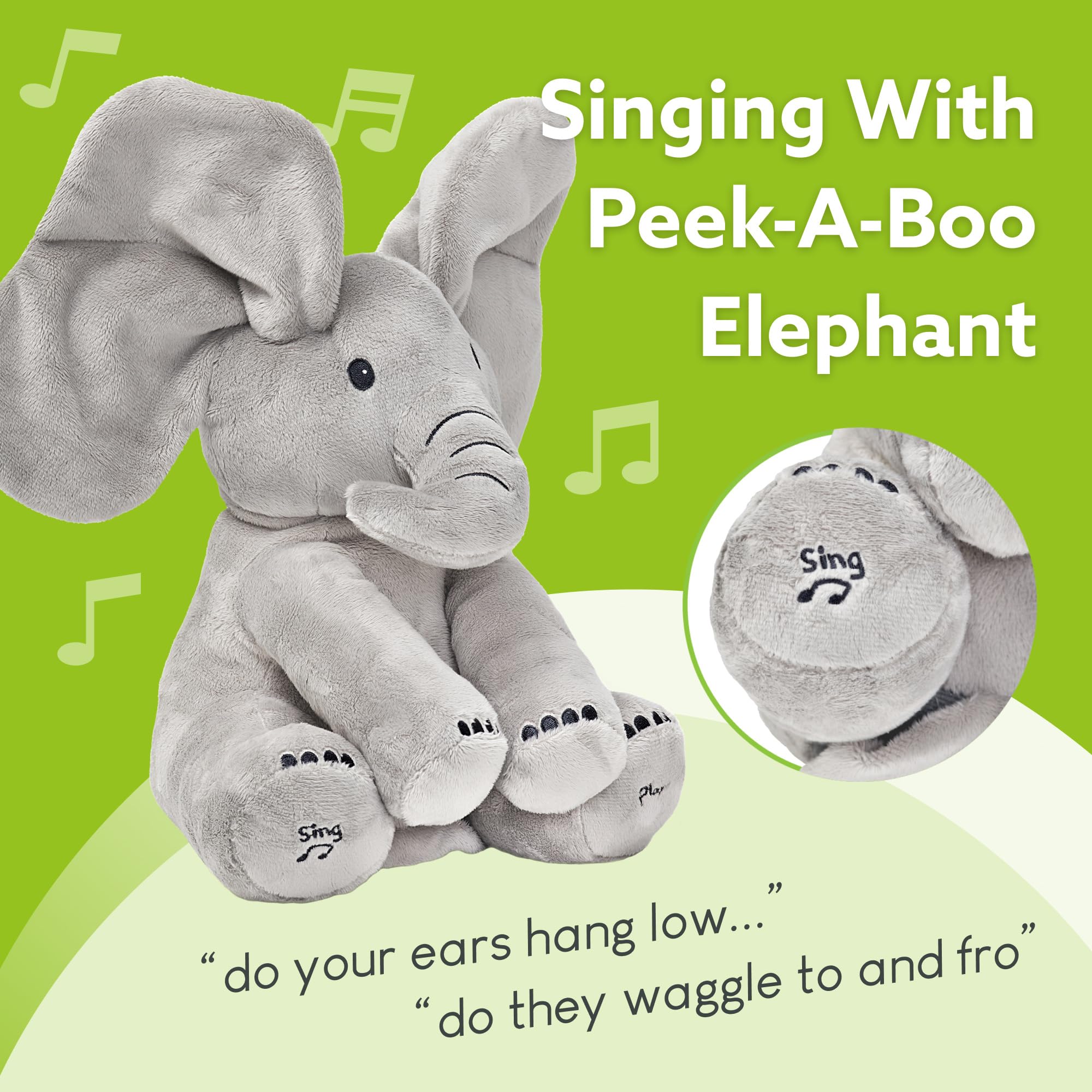 Tippi Peek a Boo Elephant toy interactive peek-a-boo during playtime