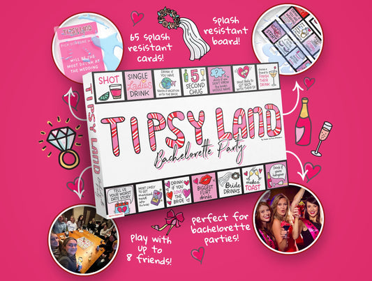 TIPSY LAND Bachelorette Edition dice pair for fast, playful rounds.