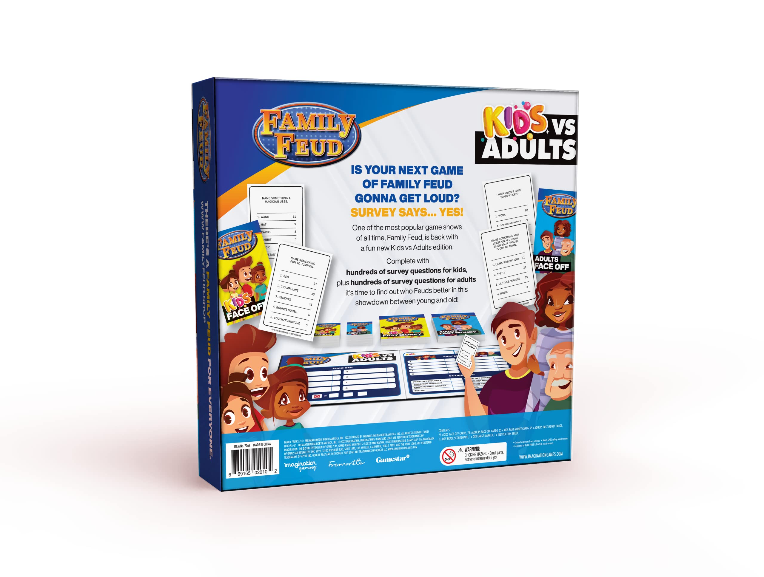 Tipsy Land Imagination Gaming Family Feud dry erase scoreboard supports quick scoring.