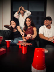 Tipsy Towers box includes everything you need for a ready-to-play night.