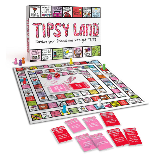 Tipsy Land Original Edition board game set up for a lively game night.