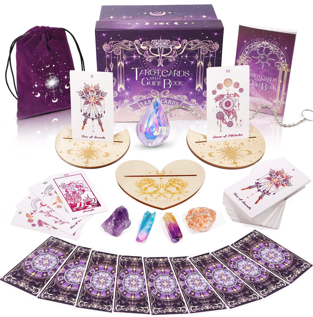 TIRLANO 78 Tarot Cards design with purple hues for immersive readings