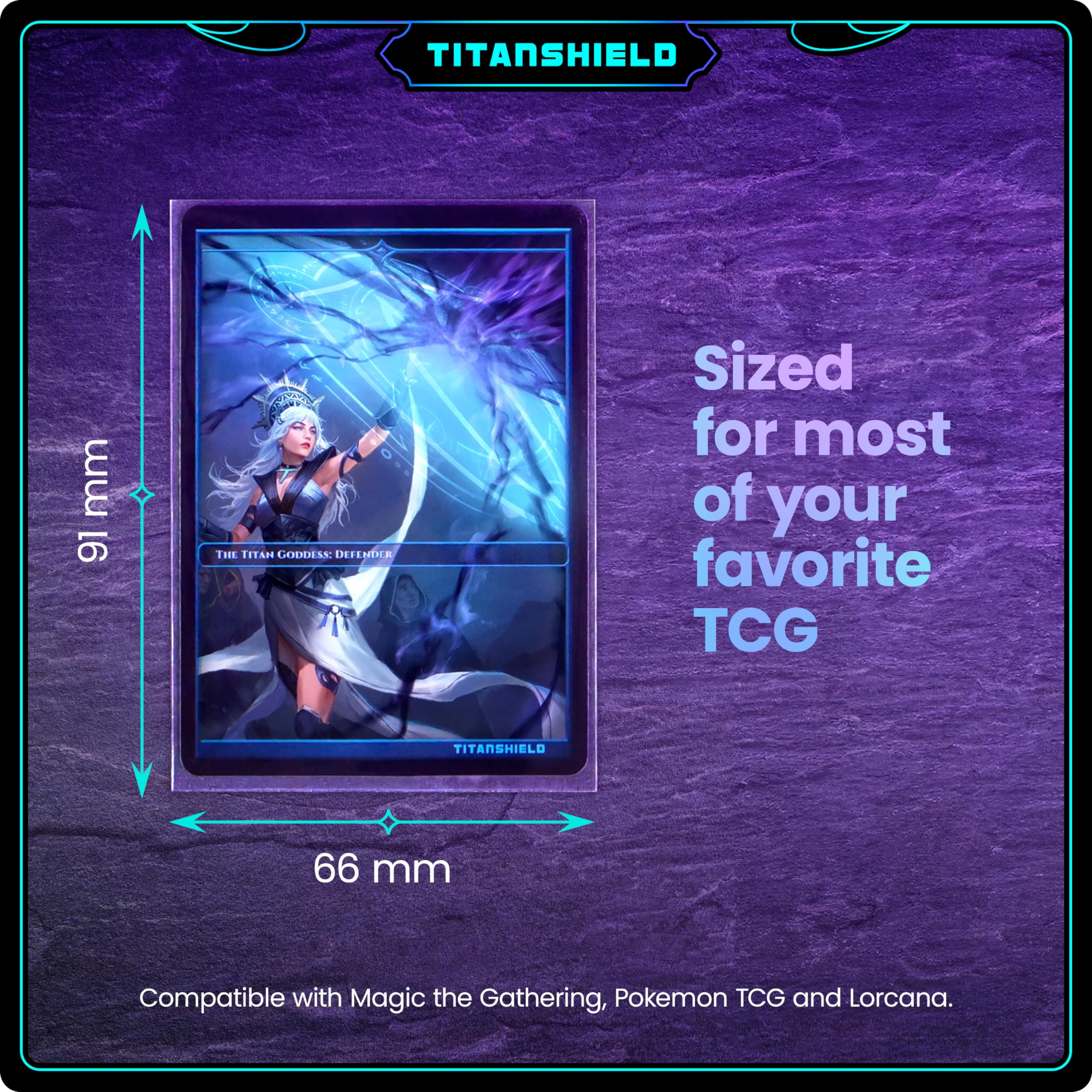 TitanShield archival-grade non-PVC sleeves preserve card quality.