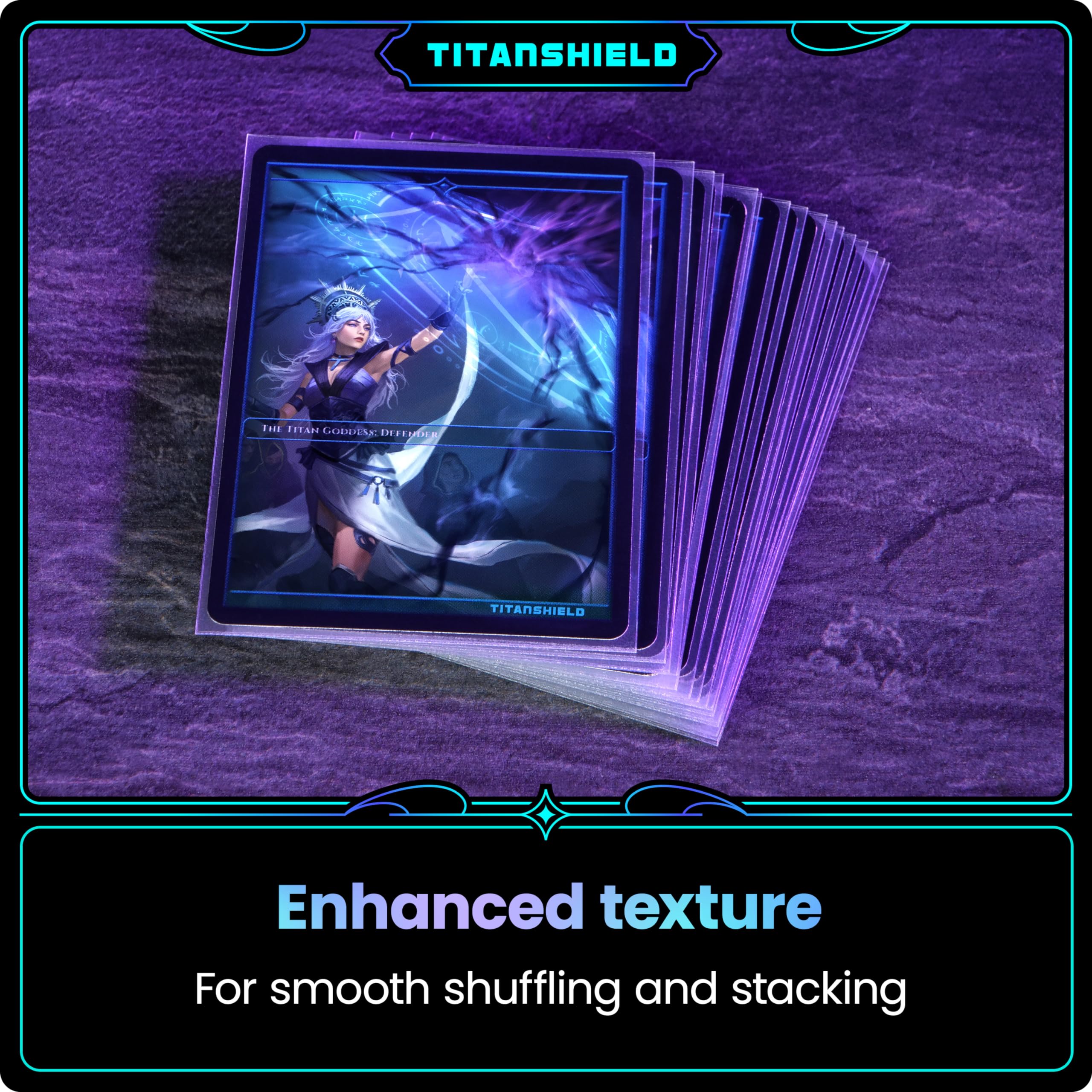 TitanShield durable sleeves designed for frequent shuffling and long use.