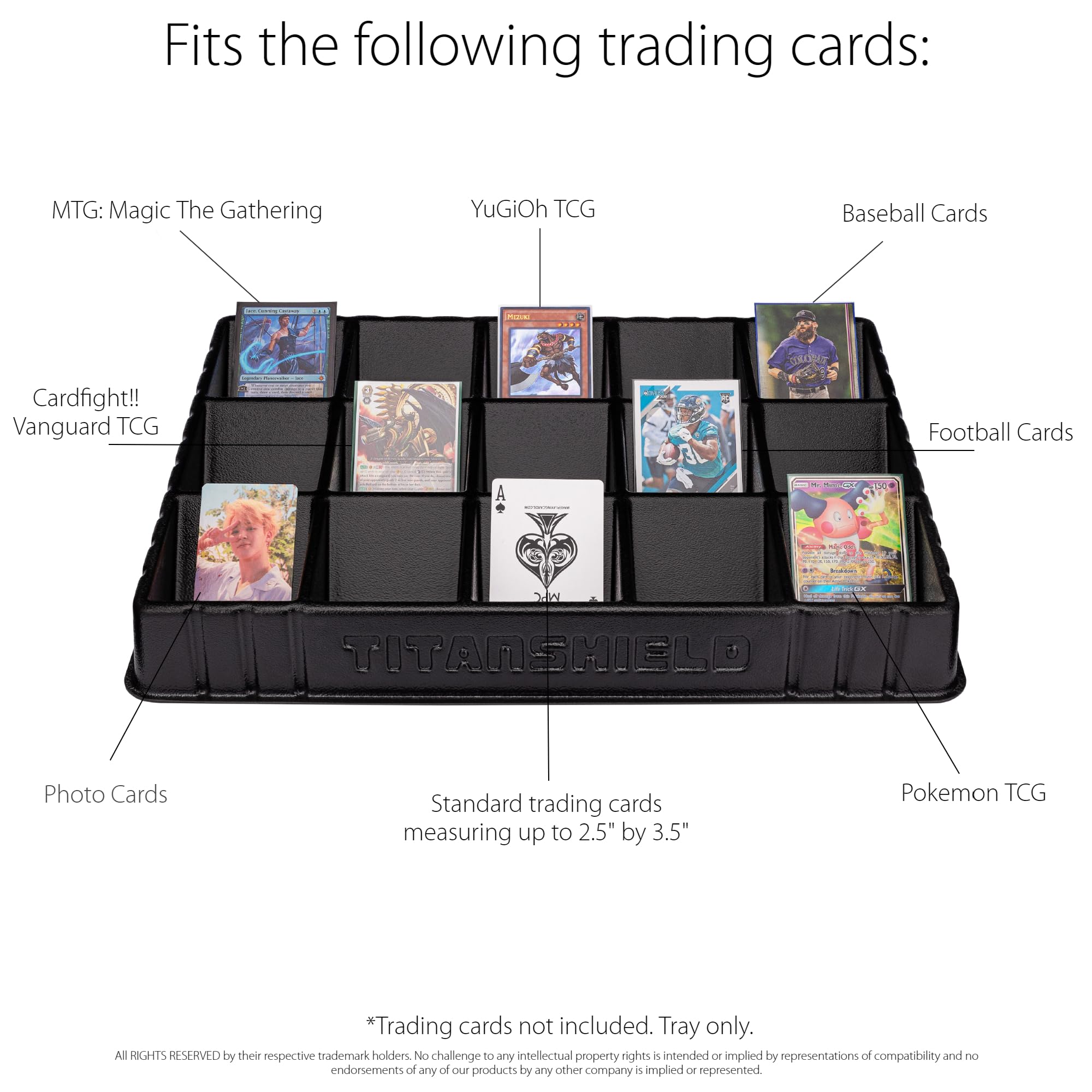 TitanShield stackable trays 100 card cell for sleeved trading cards organization