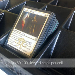 TitanShield trading cards organized in trays for quick access during resale